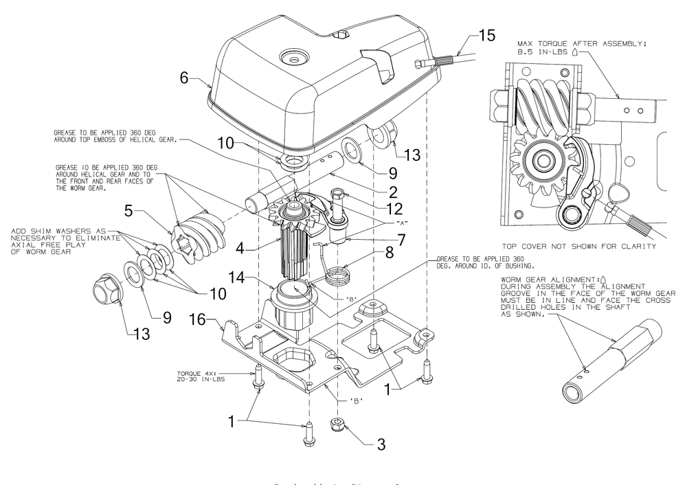 Chute Gearbox Diagram and Parts List for 2X24-INCH (31AM5BTR710)(2017) Cub Cadet Snow Blower